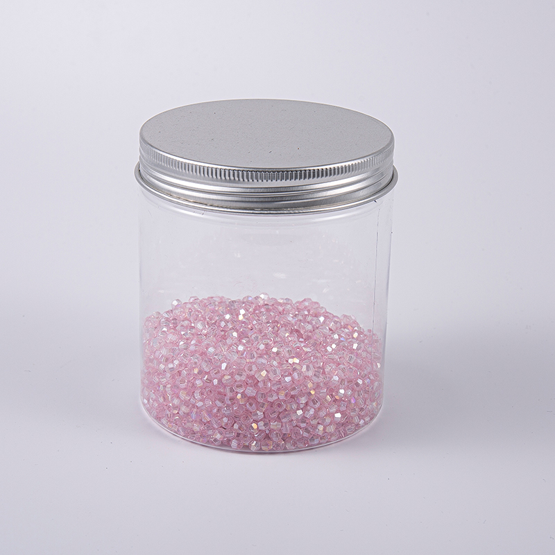 Perle di vetro da ricamo in poliedro rosa da 3,0 mm